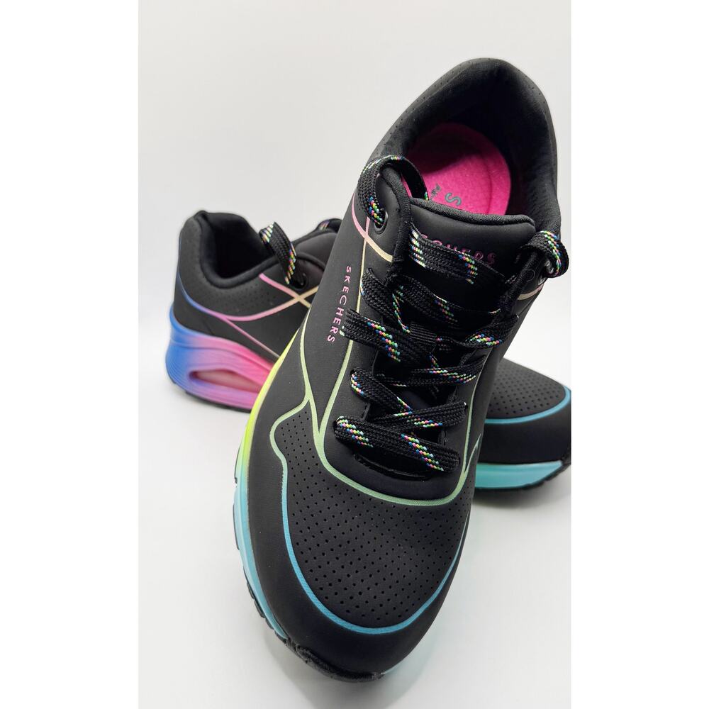 Skechers Uno Pop Of Sunshine Style 155148 Women’s Black Rainbow US size 6.5